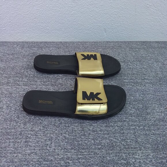 Michael Kors Gold with Black Letters Slides--Boiler UP - Picture 2 of 7